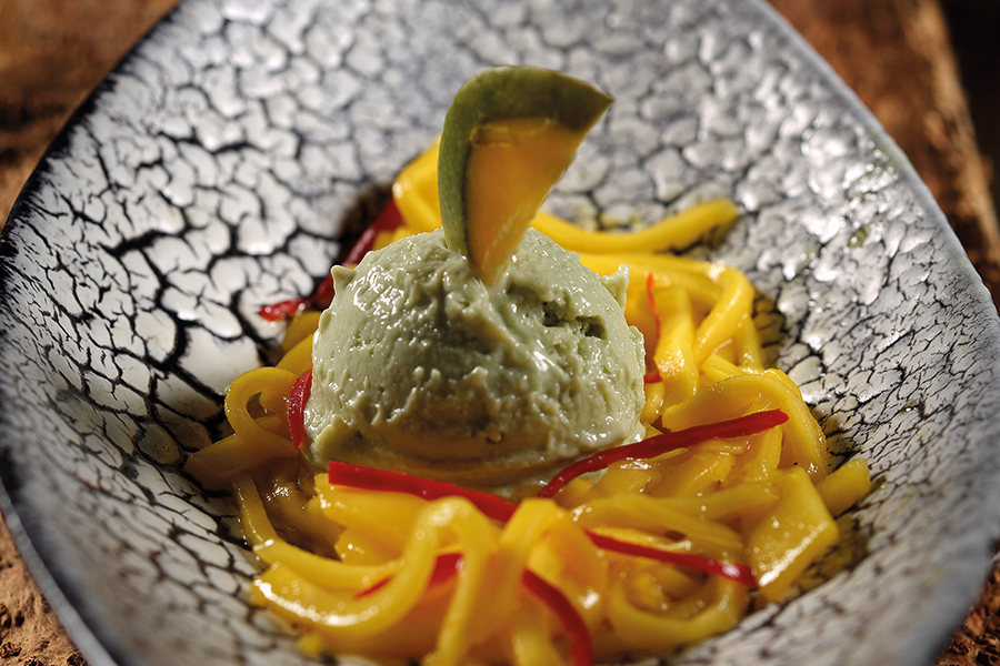 Tanja Lorenz - Avocado-Frozen-Joghurt mit Mango-Chili-Spaghetti